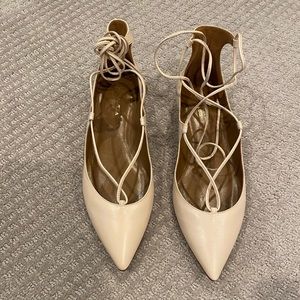 Aquazzura blush christy leather ballet flats, NWT